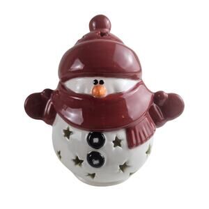 Ceramic Snowman Tealight Holder Figurine
